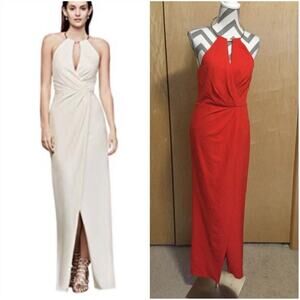 Draped Crepe Sheath Dress with Necklace